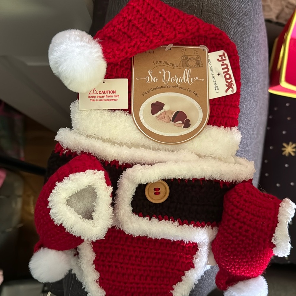 So-dorable -Santa Hat, booties and Diaper Cover